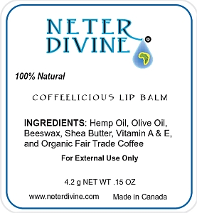 Coffeelicious Lip Balm label